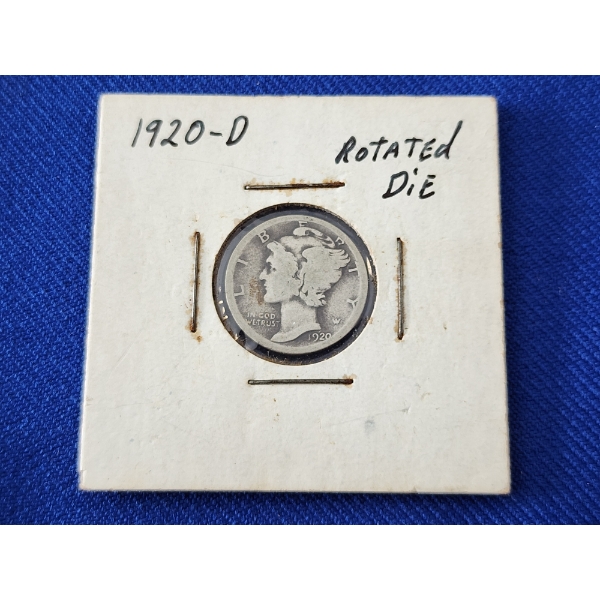1920-D ROTATED DIE 90% Silver Mercury Dime 