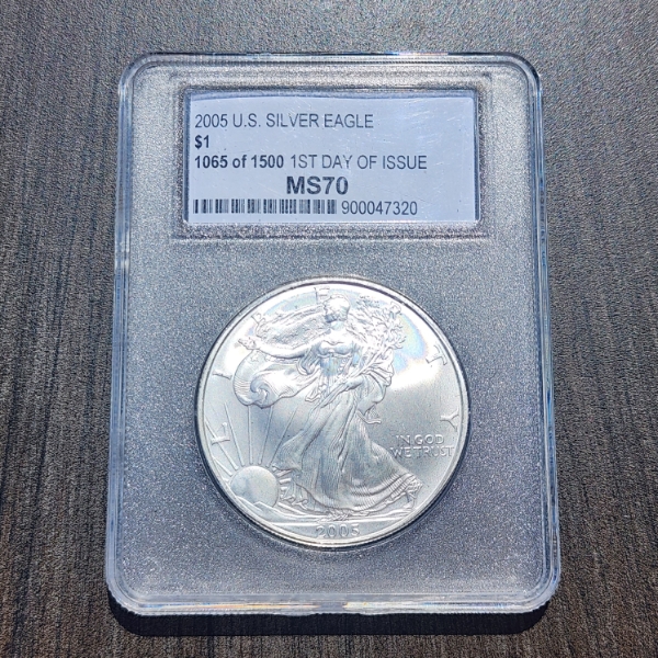 2005 American Silver Eagle $1 1065/1500 FDOI - 1 oz .999 Fine Silver - PCC MS70