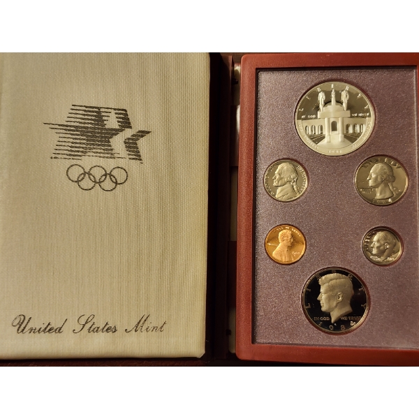 United States 1984 Olympic Prestige Set Featuring SILVER Dollar In Original Packaging! 