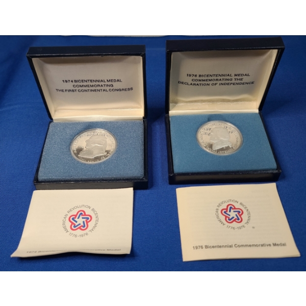 1974 & 1976 Bicentennial Commemorative Sterling Silver Medals