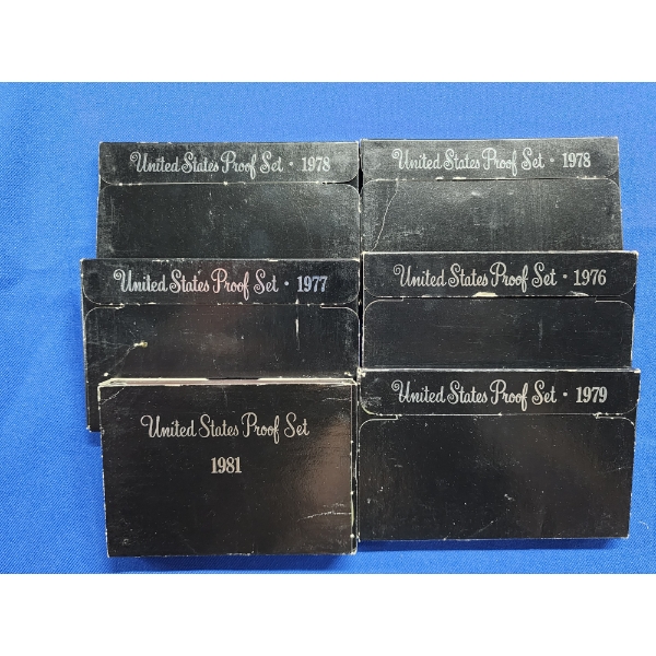 (6) Assorted U.S. Mint Proof Sets Years: 1981, 1976, 1979, 1978, 1978, 1977
