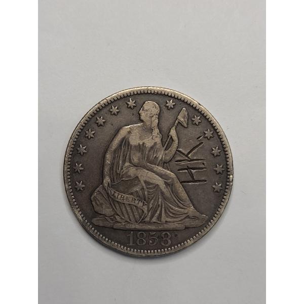 United States 1858-O Seated Liberty 90% Silver Half Dollar 