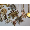 Image 5 : Assorted Costume Jewelry: Pins, Necklaces, Watch, Earrings, Vintage Perfume Bottle