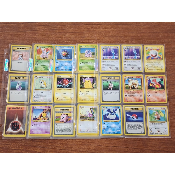 5 Pages of Assorted Vintage 90's Pokemon Trading Cards - Over 45 Trading Cards Altogether!