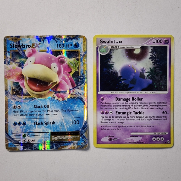 Two Holo Rare Vintage Pokemon Trading Cards Including Slowbro EX & Swalot LV.40