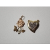 Image 2 : 14K Gold Three-Tone Rose Pendant & 14K Gold Two-Tone Heart Pendant Total Weight: 2.1g