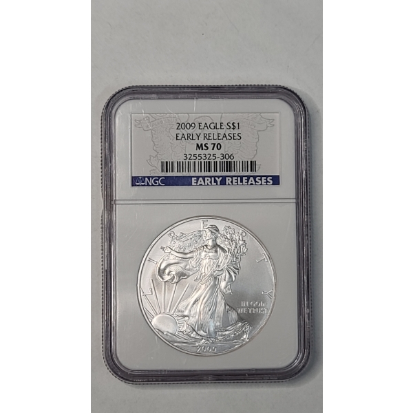 NGC 2009 Early Releases MS 70 1 Troy Oz .999 Fine Silver American Eagle 