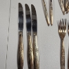 Image 3 : Silverplate Utensil Set: Serving Spoons, Forks, Knives - Total Weight: 1.2lbs