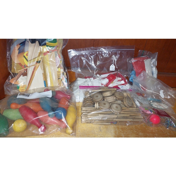 Vintage Baggies Of Child Wood Toy Pieces - See Pics