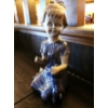Image 1 : 11" Porcelain Statue of Little Girl with Dog