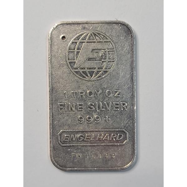 Vintage Engelhard 1 Troy Oz .999 Fine Silver Bar 