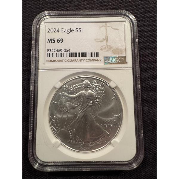 2024 United States Silver Eagle .999 One Ounce Fine Silver Coin - MS 69