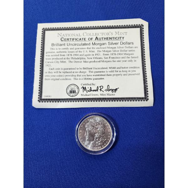 National Collector's Mint Brilliant Uncirculated 1884-O Morgan Silver Dollar 