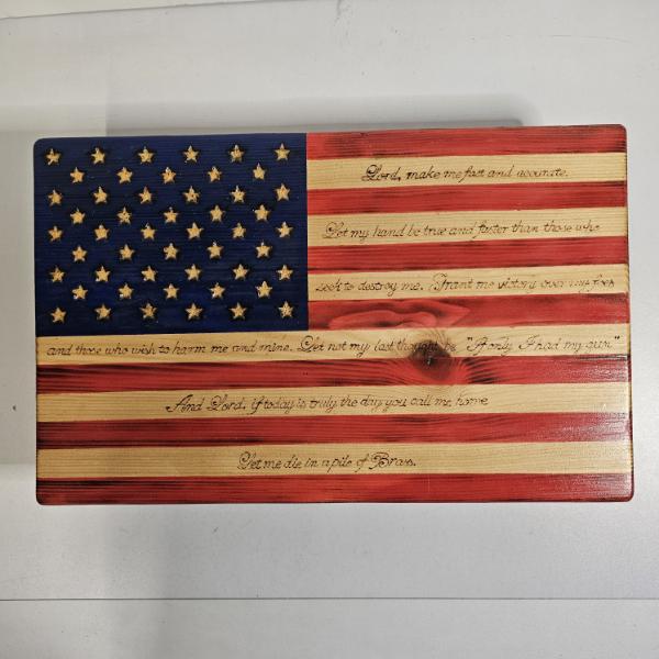 Handcrafted Wall-Mount American Flag Hidden Concealment Gun Storage Case (15" x 11"/24" x 11")