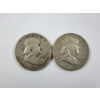 Image 1 : Two 90% Silver United States Franklin Half Dollars ~ 1951 & 1963-D ~ $1.00 Face Value