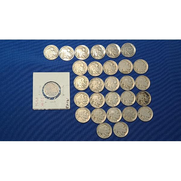 Assorted Years & Mint Marks Buffalo Nickels - Most Years Are Legible - Face Value: $1.45