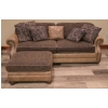 Image 1 : 7' Leather and Cloth Couch with Ottoman - 37" Deep - Ottoman 24x30