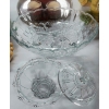 Image 1 : 2 Pcs - Art Glass Crystal Oval Footed Fruit Bowl - Crystal Round Lidded Candy Dish/Bowl