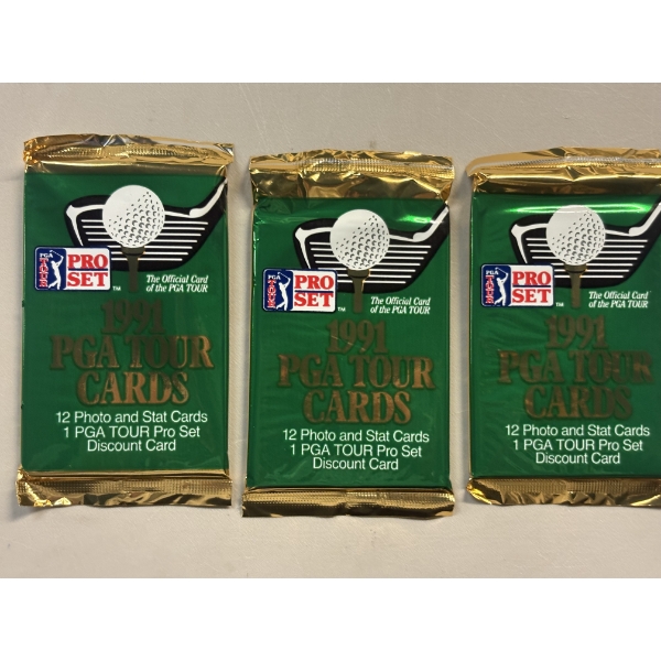3 Pack - Brand New 1991 PGA Tour Set Collectible Cards - Brand New In The Sealed Box
