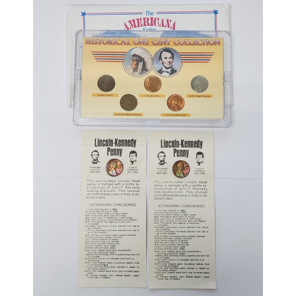 U.S. Lincoln Cent Collection Pieces Including Historical Collection & Lincoln-Kennedy Pennies