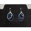 Image 1 : SIlver-Tone & Blue Dangle Hoops Earrings 