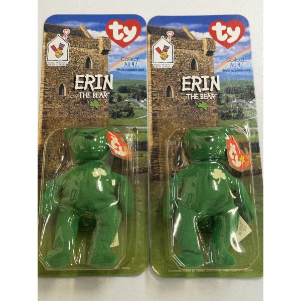 Set of 2 TY Beanie Babies Erin Plush Bears -  Brand New In The Packaging