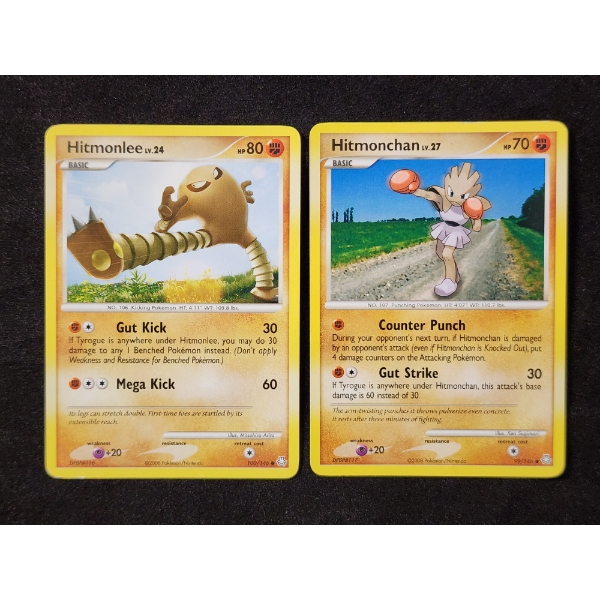 Two Vintage 2008 Legends Awakened Set Pokemon Trading Cards ~ Hitmonlee 100/146 & Hitmonchan 99/146