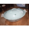 Image 1 : Vintage Cast Iron & Porcelain Oval Covered Cook Pot 16" by 9 1/2"  See Pics