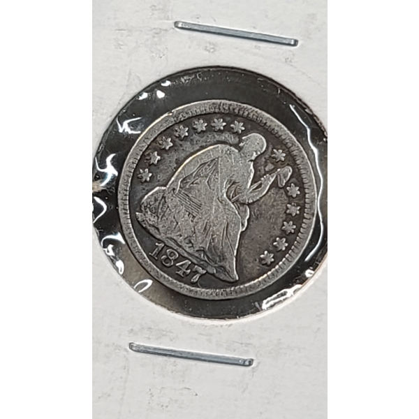 1847 90% Silver Seated Liberty Half Dime