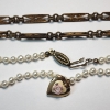 Image 3 : Two Fashion Necklaces: Gold-Tone Link & Pearl with Heart Locket