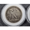 Image 6 : Two 90% Silver Walking Liberty United States Half Dollars in Protective Capsules ~ Face Value $1.00