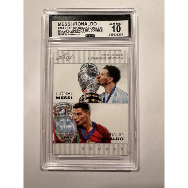 2024 Leaf Exclusive Double Legends MESSI & RONALDO Soccer Card - Gem Mint 10