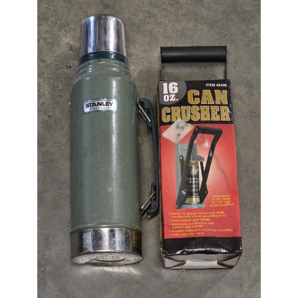 Stanley 1.1 Quart Thermos And New Can Crusher