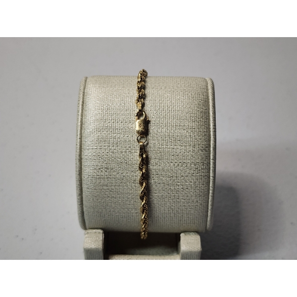 14K Yellow Gold Rope Chain 7" Bracelet - Total Weight: 4.7g