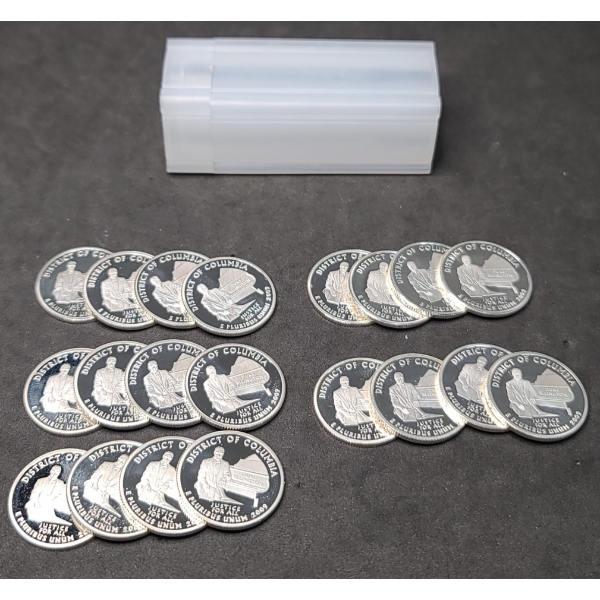 2009-S District Of Columbia 90% Silver Quarters Struck By The U.S Mint With Quarter Coin Holder