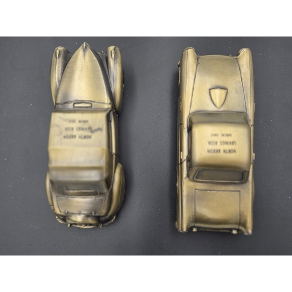 6.5'' 1955 Bronze Ford Thunderbird & 1941 Lincoln Continental Coin Banks 