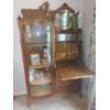 Image 3 : RARE Antique - Oak Victorian Combination Desk / Mirrored Bent Glass Curio Cabinet 