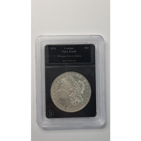 United States 1921-D Morgan 90% Silver Dollar - Very Good Condition