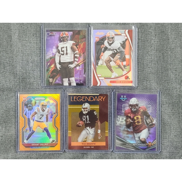 Five Assorted NUMBERED Football Trading Cards - All 1 Of 250! Topps, Panini & Donruss!