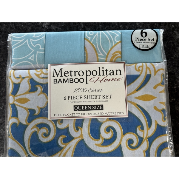 Metropolitan Bamboo Home 6 Piece Queen Size Sheet Set - Brand New In The Package 