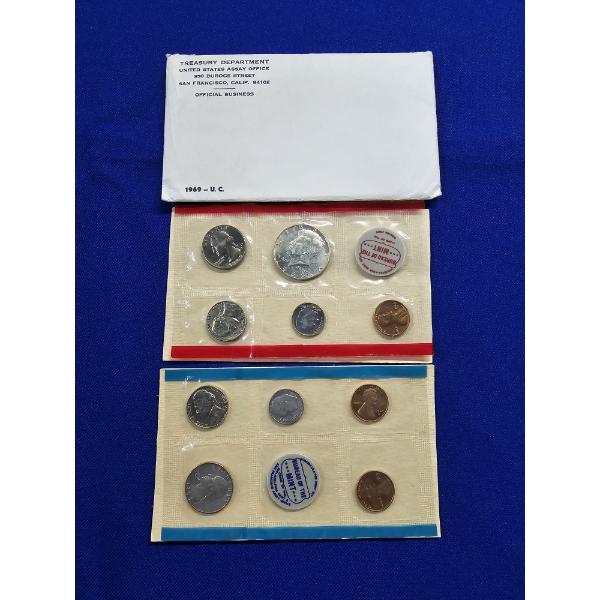 1969 United States Mint Uncirculated Coin Set (P, S, & D Mint) - 10 Coins Total