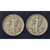 Image 1 : 2 pcs  90% Silver Halves -  1939 P / 1939 D  Walking Liberty Half Dollars - See Pictures
