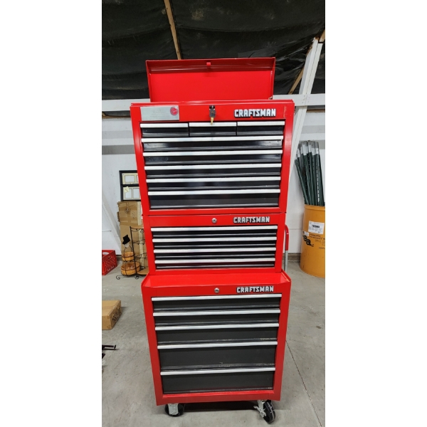 Over 5ft Tall Craftsman Rolling Toolbox - 3-Piece Set with Keys & TOOLS INCLUDED - see photos! 
