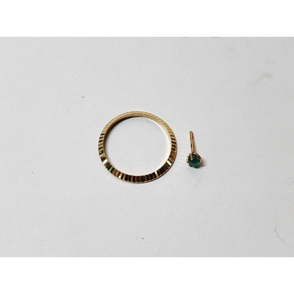 Yellow Gold Rolex Watch Bezel and Single Yellow Gold Earring - Both Test as 14K Gold - TW: 2.8g