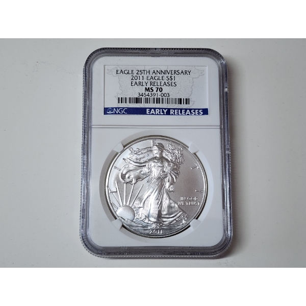 NGC MS70 2011 American Silver Eagle Early Releases 1 oz .999 Fine Silver 
