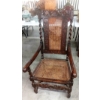 Image 1 : Important Antique Intricately Worked Tall Cane Seat & Backed Wooden Arm Chair 1st of 2 Offered 