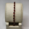 Image 1 : Stunning 14K Yellow Gold Tennis Bracelet w/ Red Gemstones - 8" - Total Weight: 7.4g