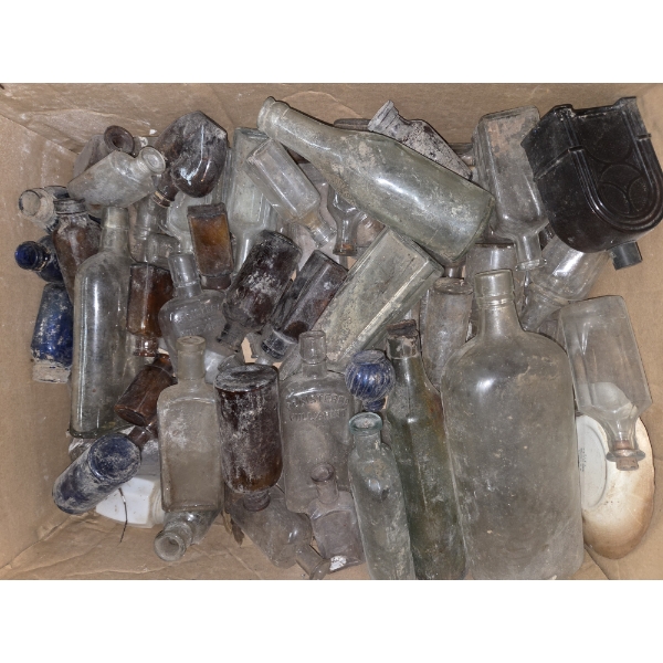 Old Bottle Collection Including Some  Cobalt Blue Ones