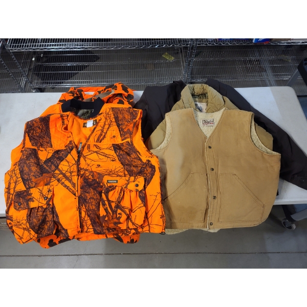 Lot of Six Assorted Mens Jackets - 3X & 4X - Three Bright Orange, Two Brown & One Black - See Photos