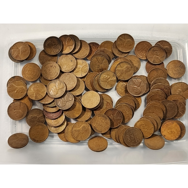 ~100 Assorted Years Unsearched United States Lincoln Wheat Pennies 